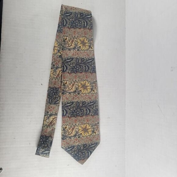 Bill Bass 100% Silk Professional Special Occasion Retro Floral Striped 56" Tie - Picture 1 of 3